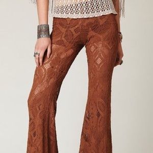 Free People brown lace bell bottoms